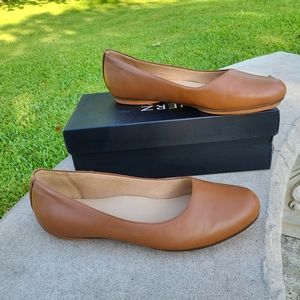 Naturalizer Maxwell English Tea Leather Ballet Flats SIZE 10